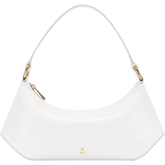 JW PEI Handbags - New JW PEI Womens White Leather Zip Up Gold Zipper Accents Lily Shoulder Bag